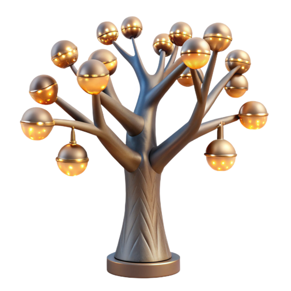 extraordinary artistic Urban Tree with Decorative Lights Isolated on Transparent Background high resolution png