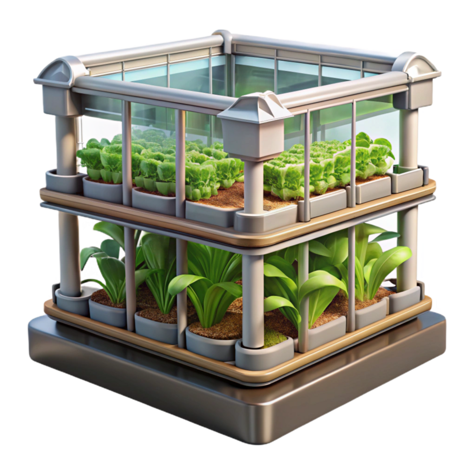 magnificent rustic Urban Vertical Farm with Hydroponic System Isolated on Transparent Background high resolution png