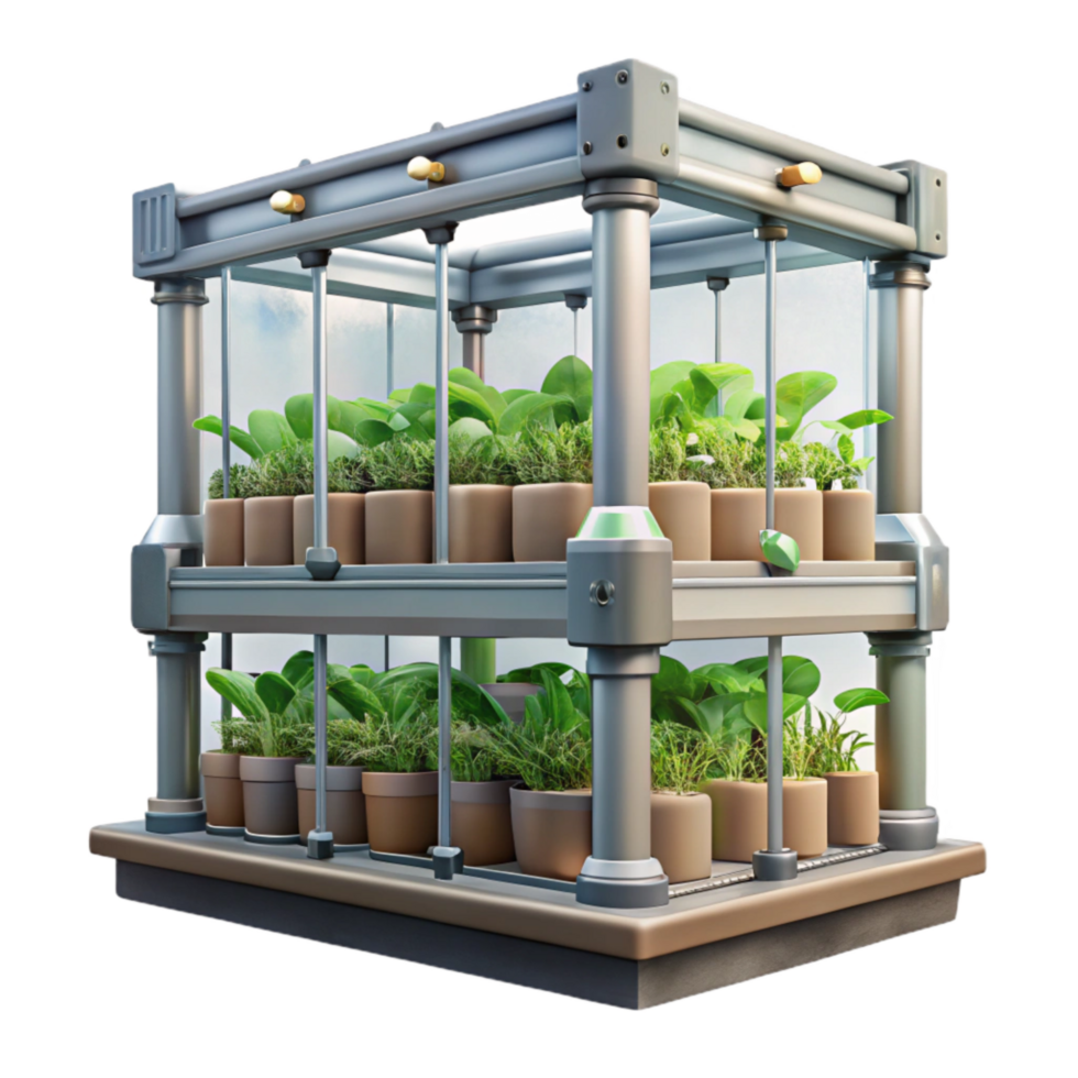serene artistic Urban Vertical Farm with Hydroponic System Isolated on Transparent Background exclusive png