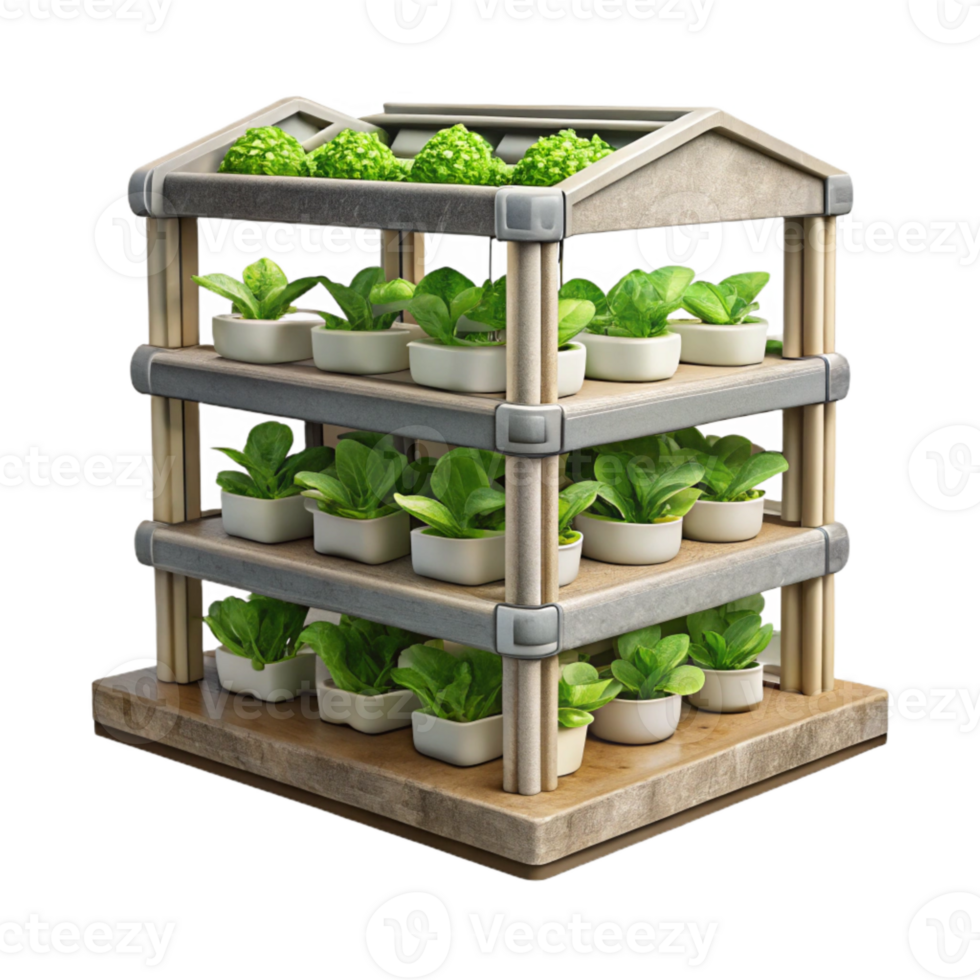 magnificent traditional Urban Vertical Farming System with Hydroponics Isolated detailed png