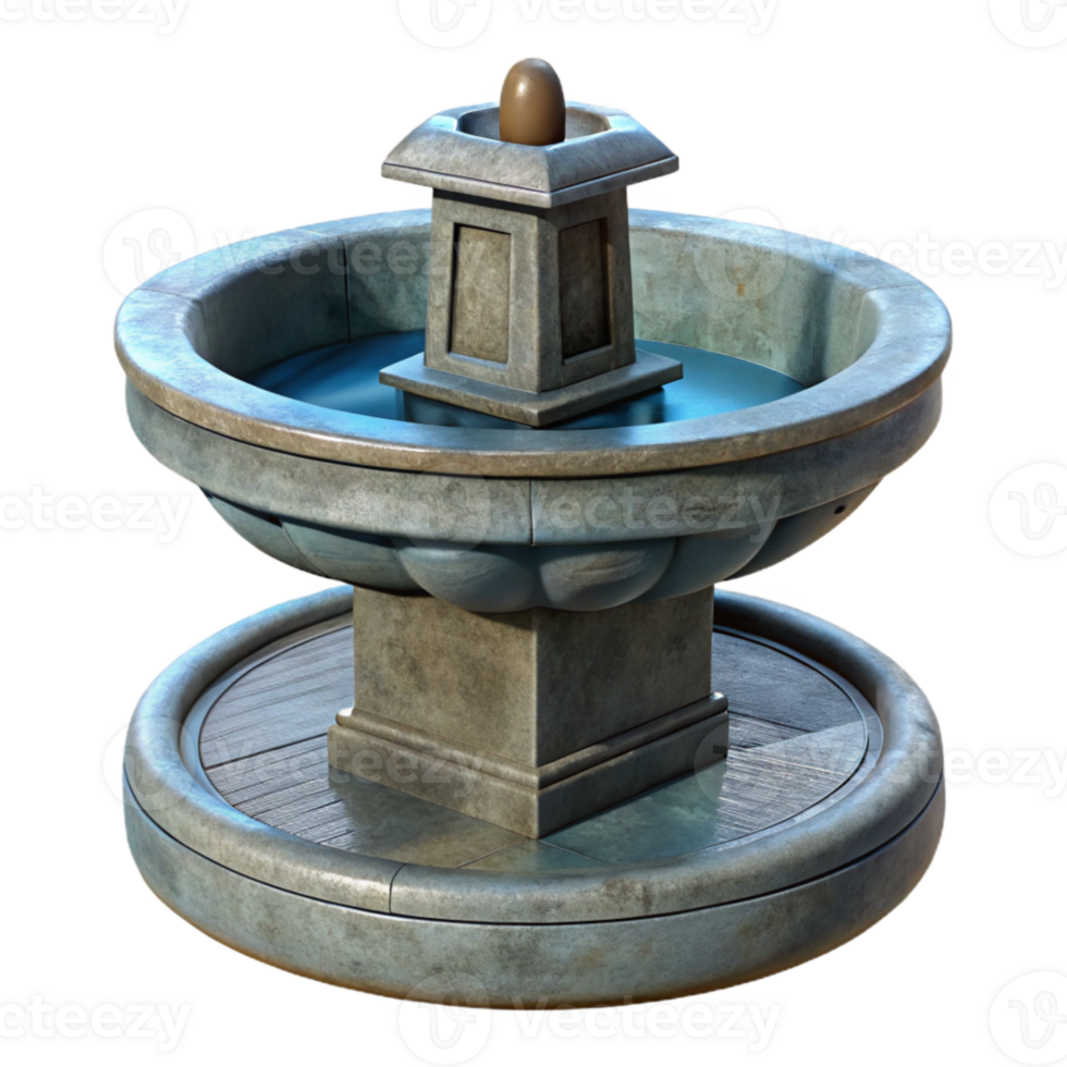 elegant rustic Urban Water Fountain Front View Cutout high quality png
