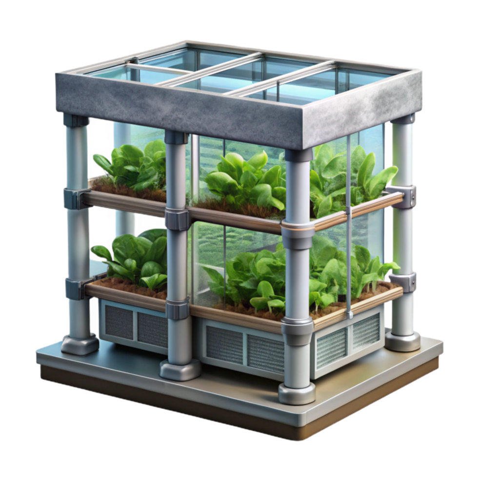 vibrant rustic Urban Vertical Farm with Hydroponic System Isolated on Transparent Background professional png