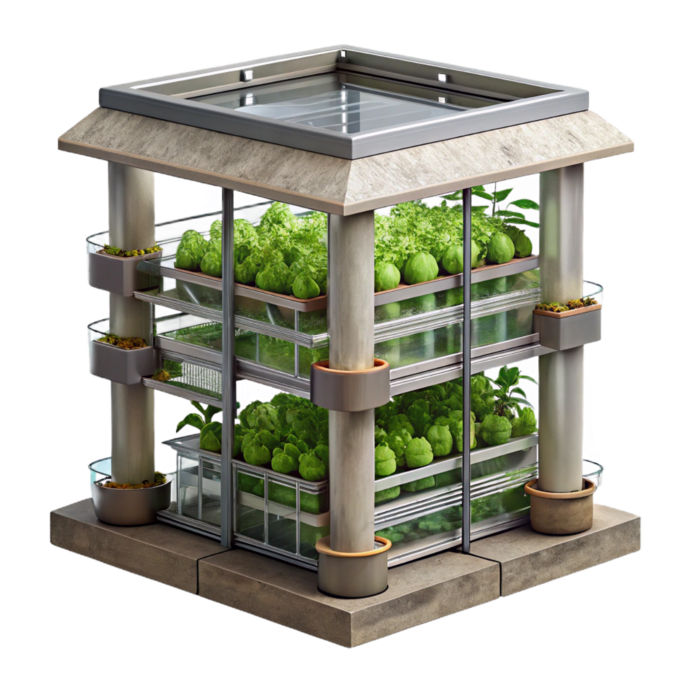 elegant modern Urban Vertical Farm with Hydroponic System Isolated on Transparent Background authentic png