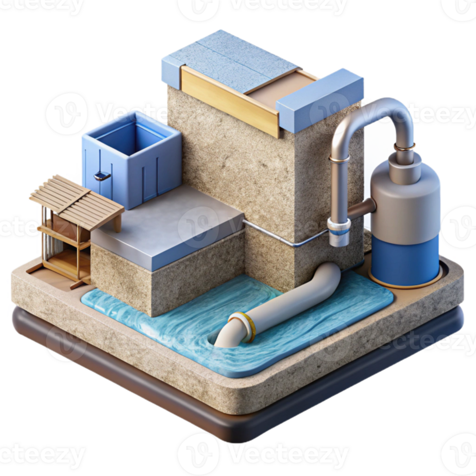 beautiful rustic Urban Water Supply System Diagram Isolated Element exclusive png