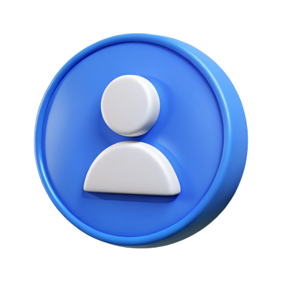 serene artistic User Account Symbol Badge Cutout with Blue Accents original png