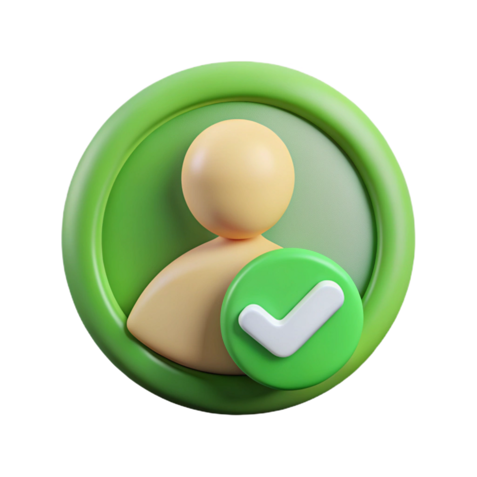 serene vintage User Avatar Badge Icon Isolated with Green Checkmark authentic png