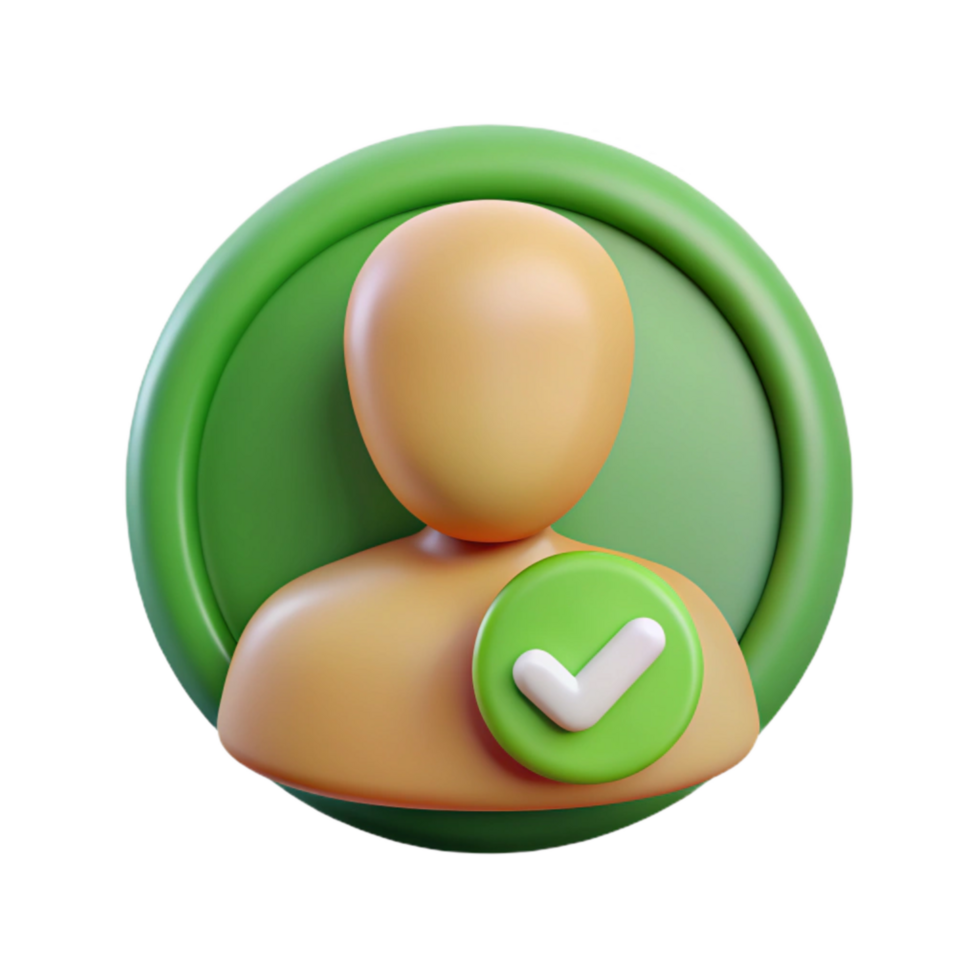 impressive modern User Avatar Badge Icon Isolated with Green Checkmark premium png