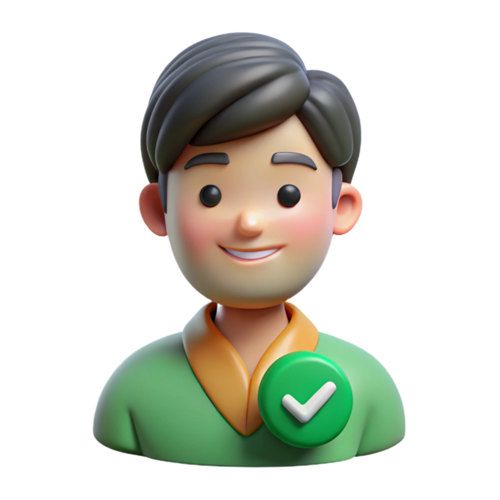 stunning traditional User Avatar Transparent Background with Green Checkmark premium png
