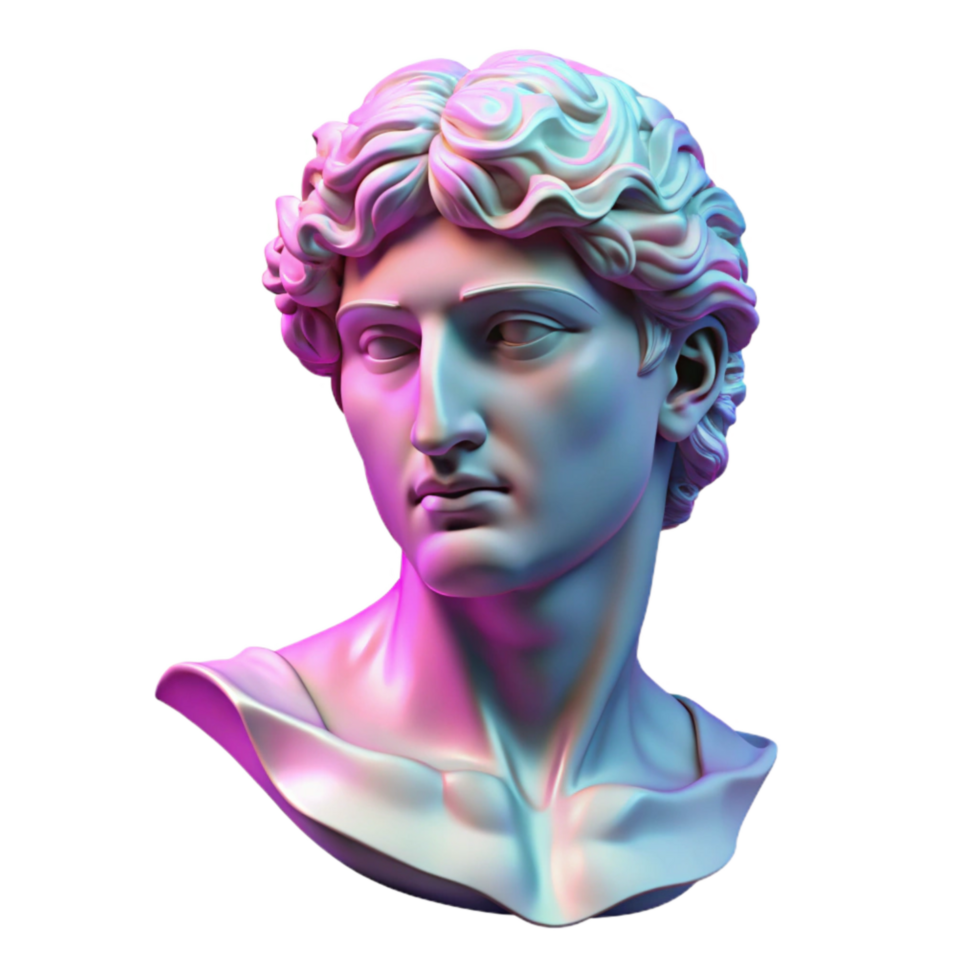 serene abstract Vaporwave Statue Classical White Cutout high resolution png
