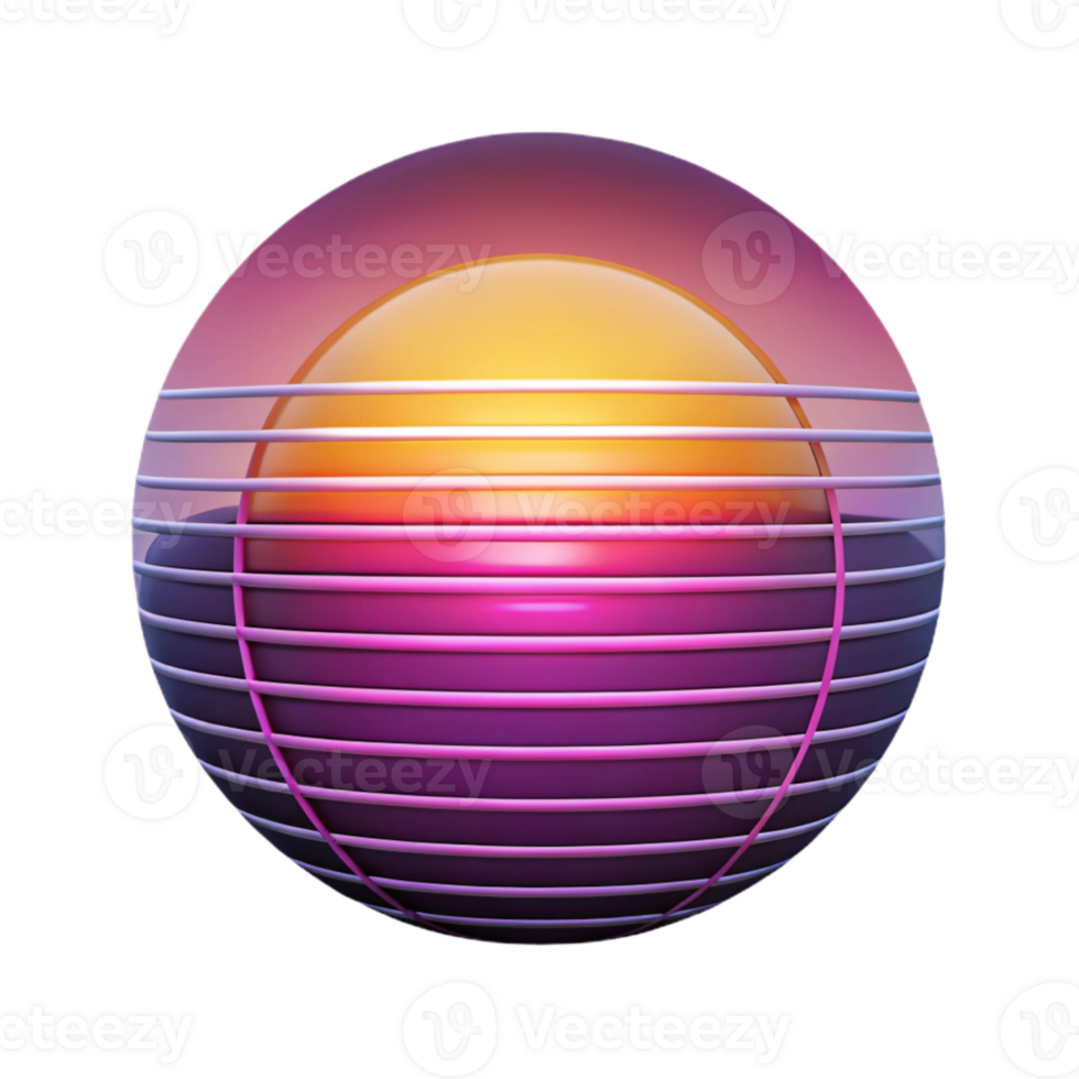 stunning traditional Vaporwave Sunset Graphic Transparent Background original png
