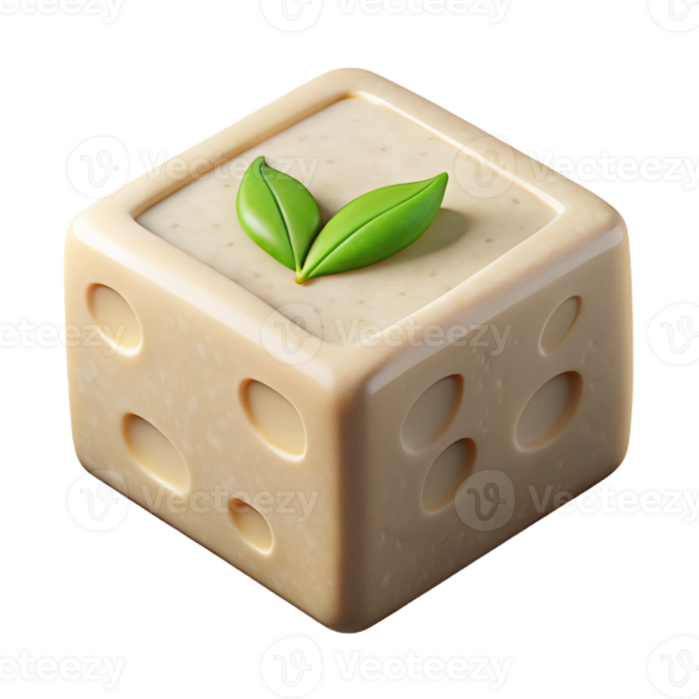 elegant rustic Vegan Lifestyle Tofu Block White Isolated detailed png