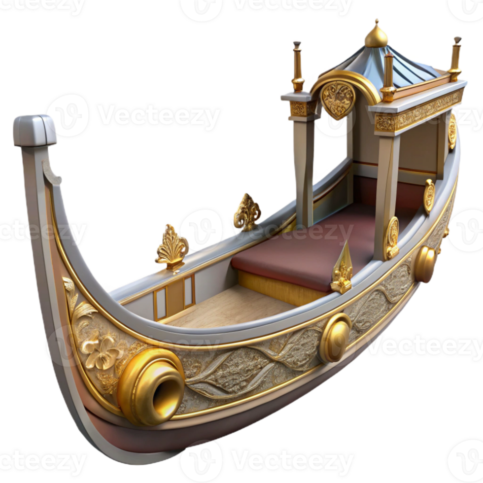 elegant modern Venetian Gondola Cutout with Ornate Decorations Transparent Background original png