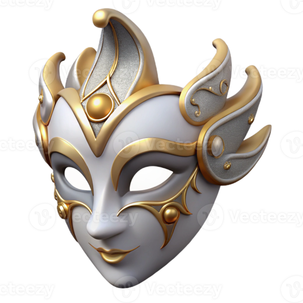 magnificent rustic Venetian Mask Isolated with Gold Accents Transparent Background png