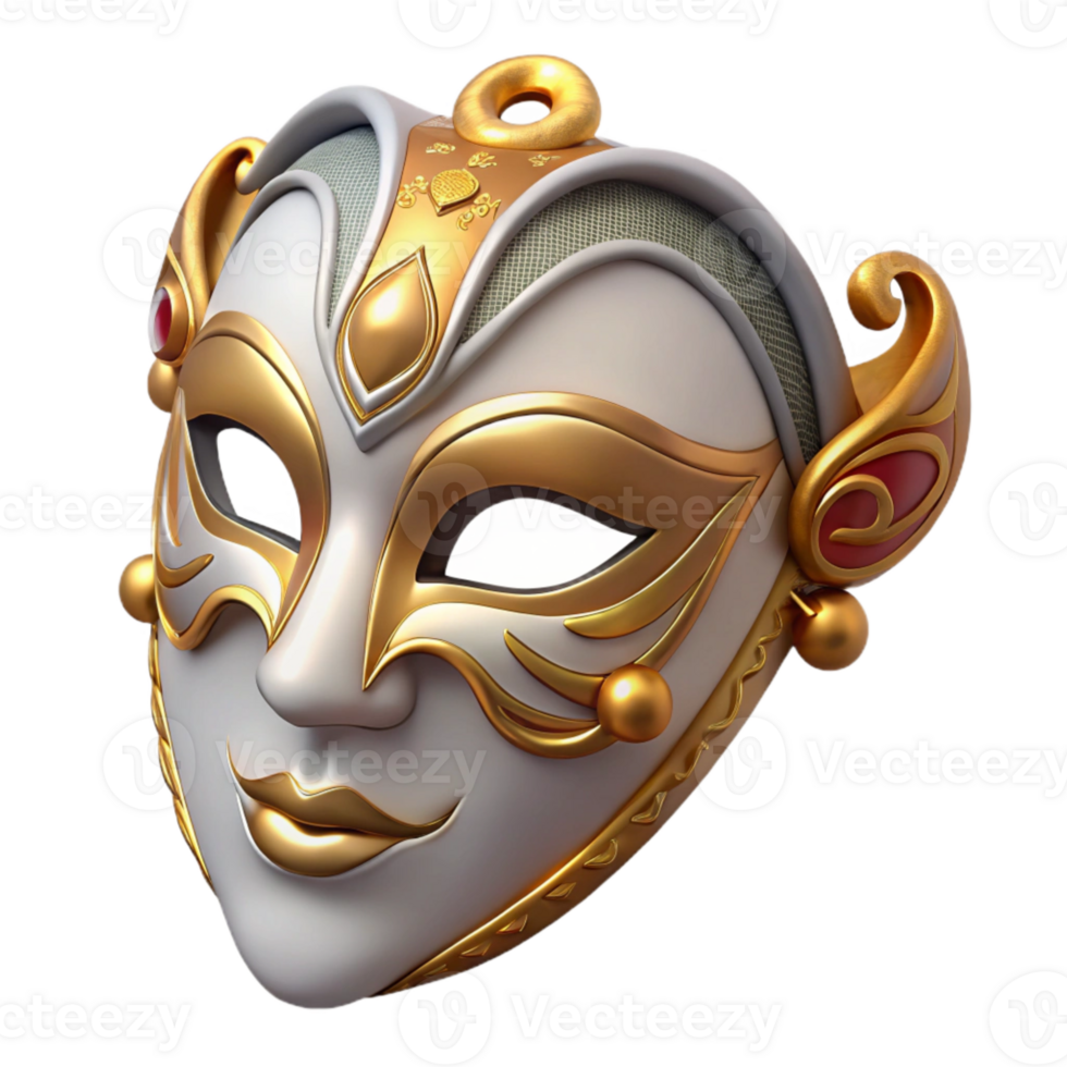 wonderful modern Venetian Mask Isolated with Gold Accents Transparent Background detailed png