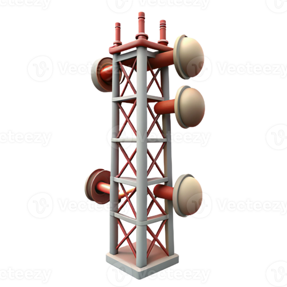 serene classic Vertical City Communication Tower with Antennas Transparent Background high resolution png