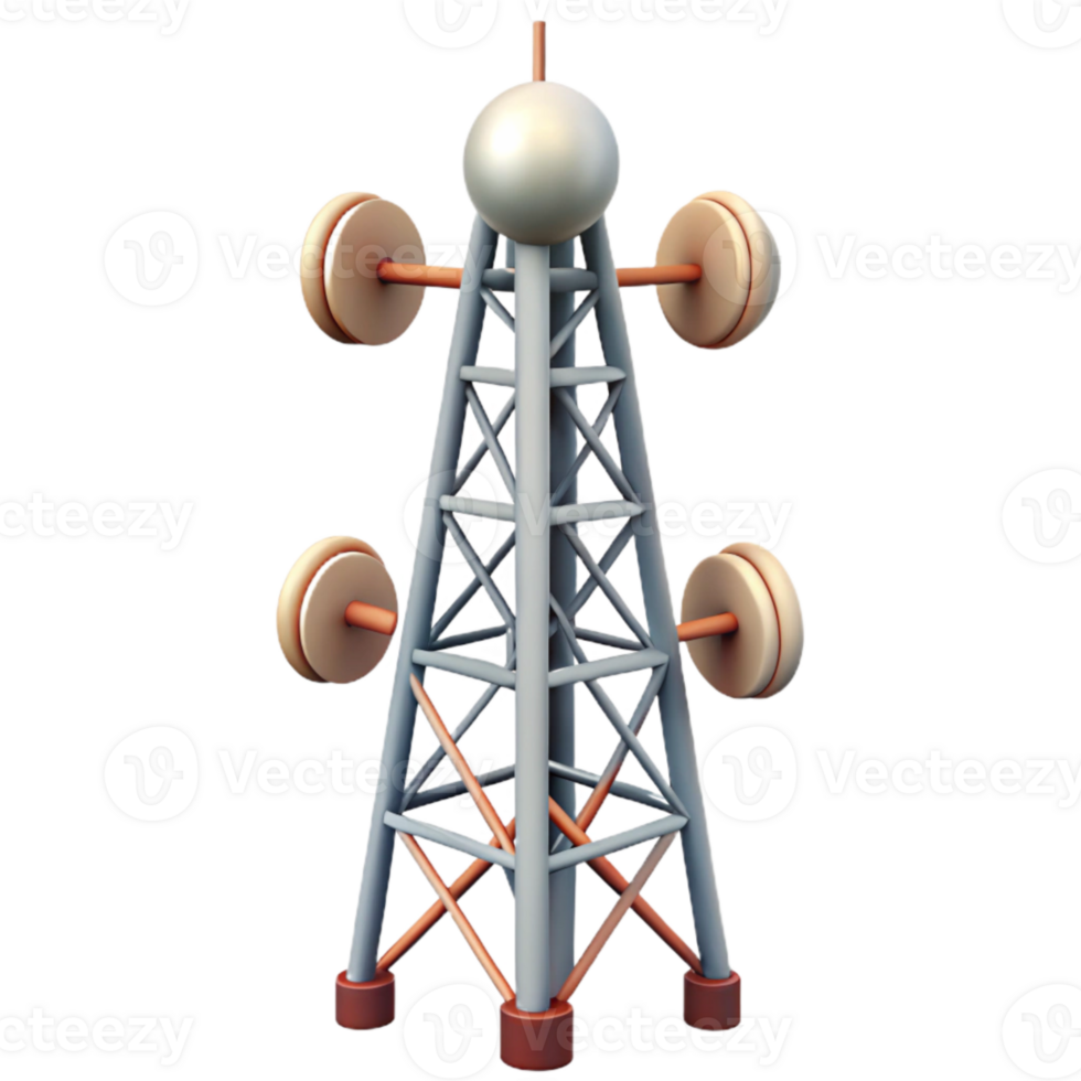stunning artistic Vertical City Communication Tower with Antennas Transparent Background detailed png
