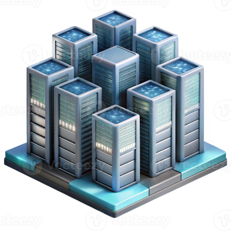 wonderful traditional Vertical City Data Center with Servers Transparent high quality png