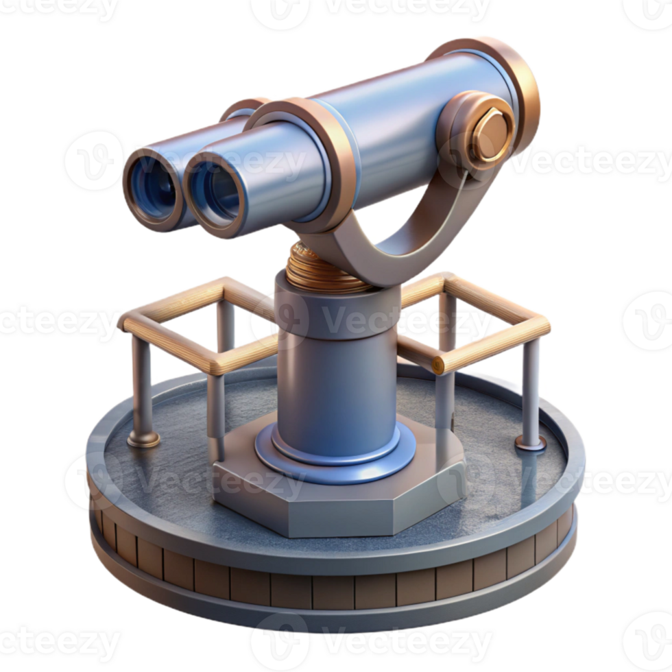 impressive classic Vertical City Observation Deck with Telescopes Transparent Background png