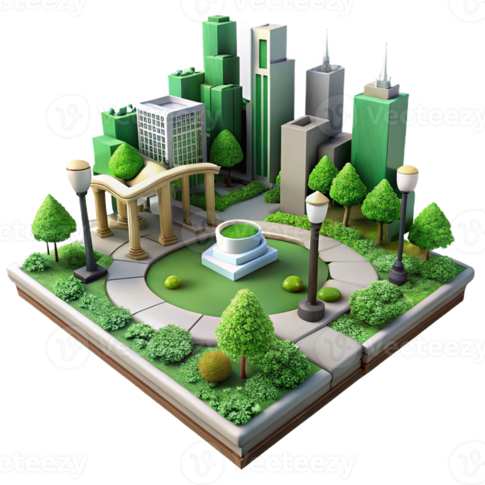 serene modern Vertical City Park with Green Space Transparent premium png