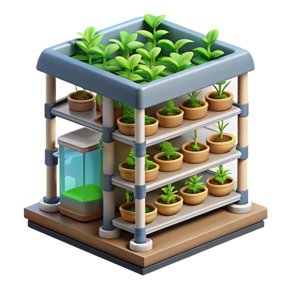 magnificent artistic Vertical Farming System Detailed Illustration Transparent Background professional png
