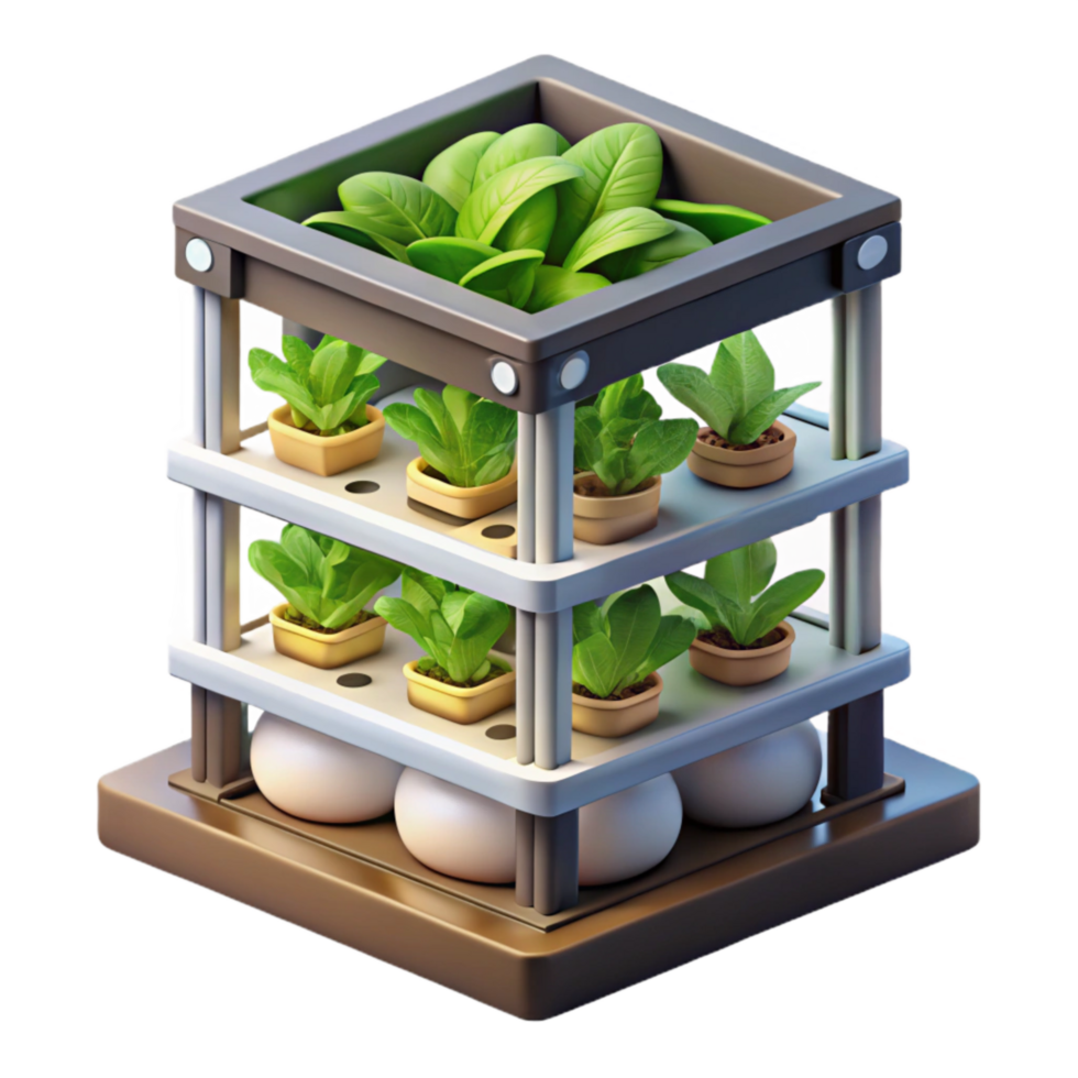 impressive rustic Vertical Farming System Detailed Illustration Transparent Background premium png