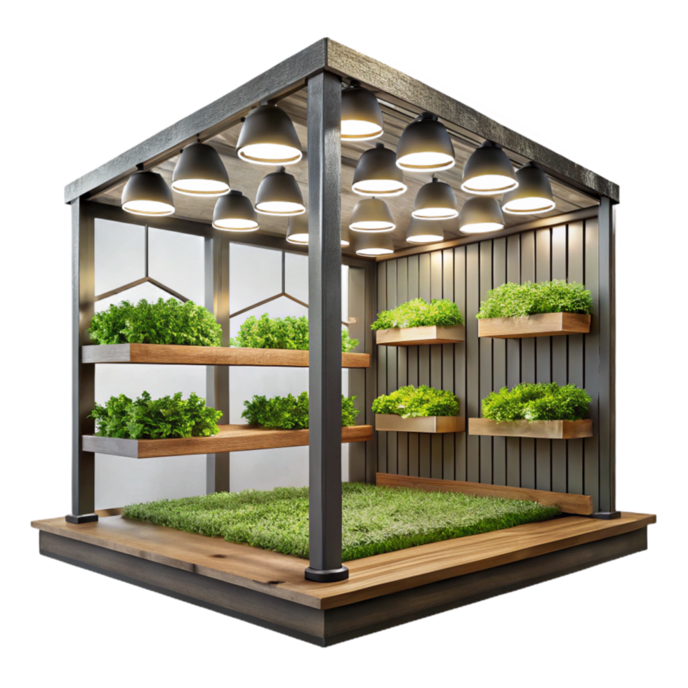 wonderful artistic Vertical Farm Interior Artificial Lighting Transparent Background genuine png