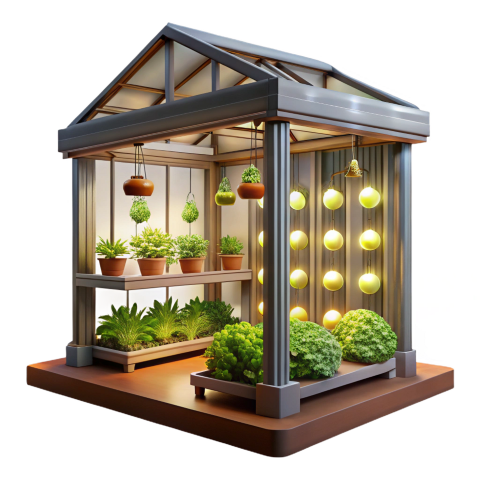 wonderful rustic Vertical Farm Interior Bright Lighting Transparent Background original png