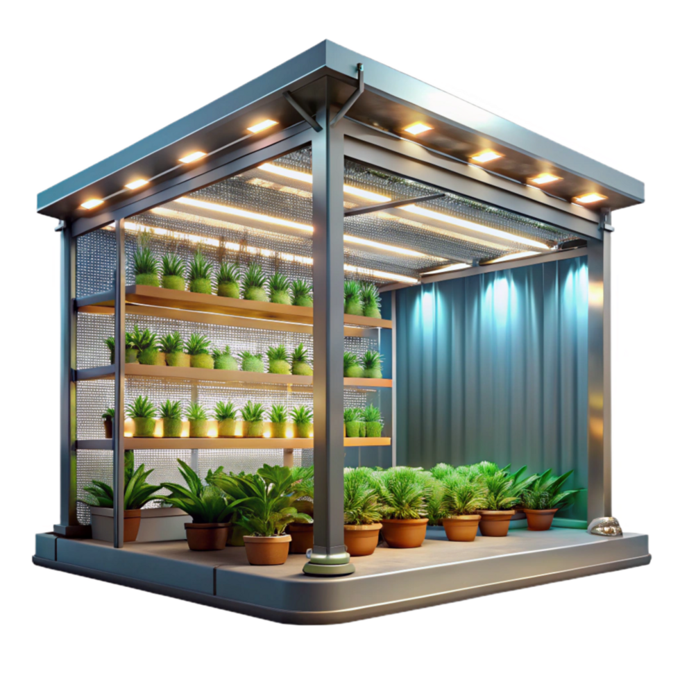 elegant classic Vertical Farm Interior Bright Lighting Transparent Background authentic png