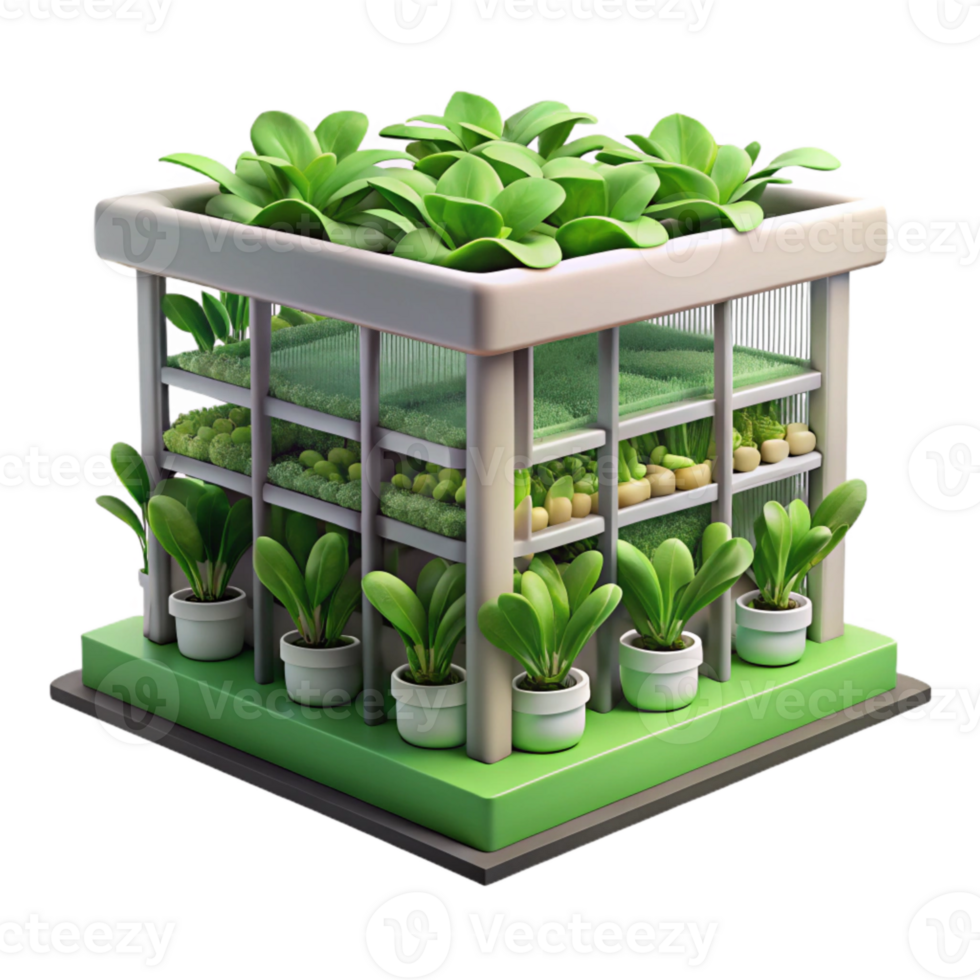 beautiful rustic Vertical Farm Isolated with Hydroponic System Detail premium png
