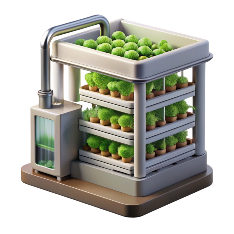 serene vintage Vertical Farm with Automated Nutrient Delivery Cutout professional png