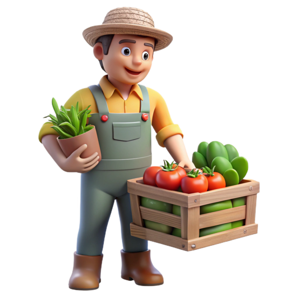 dramatic abstract Vertical Farm Worker Harvesting Vegetables Isolated genuine png