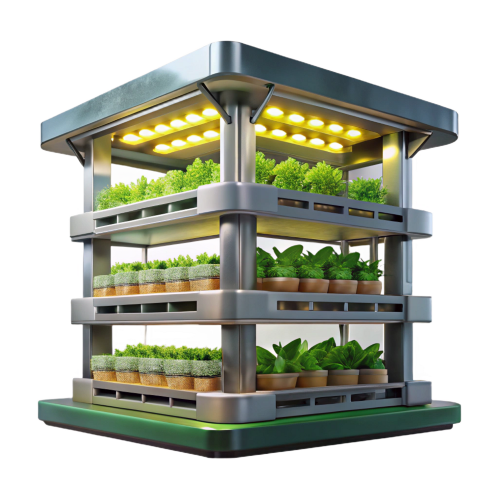 magnificent rustic Vertical Farm with Integrated Lighting System Isolated authentic png