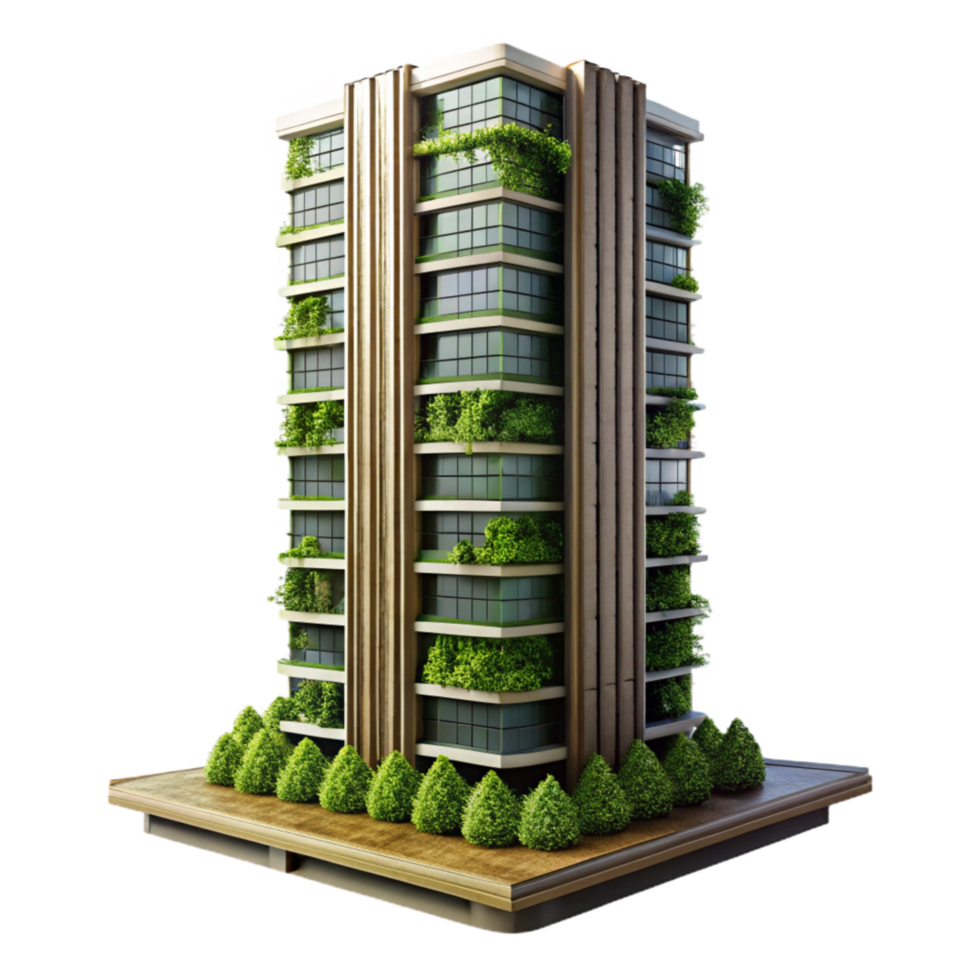serene abstract Vertical Forest Skyscraper Side View Isolated original png