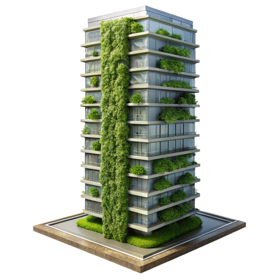 wonderful abstract Vertical Forest Skyscraper Side View Isolated exclusive png