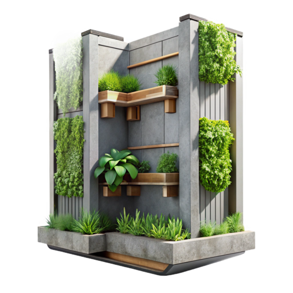 vibrant artistic Vertical Garden Urban Design Cutout authentic png