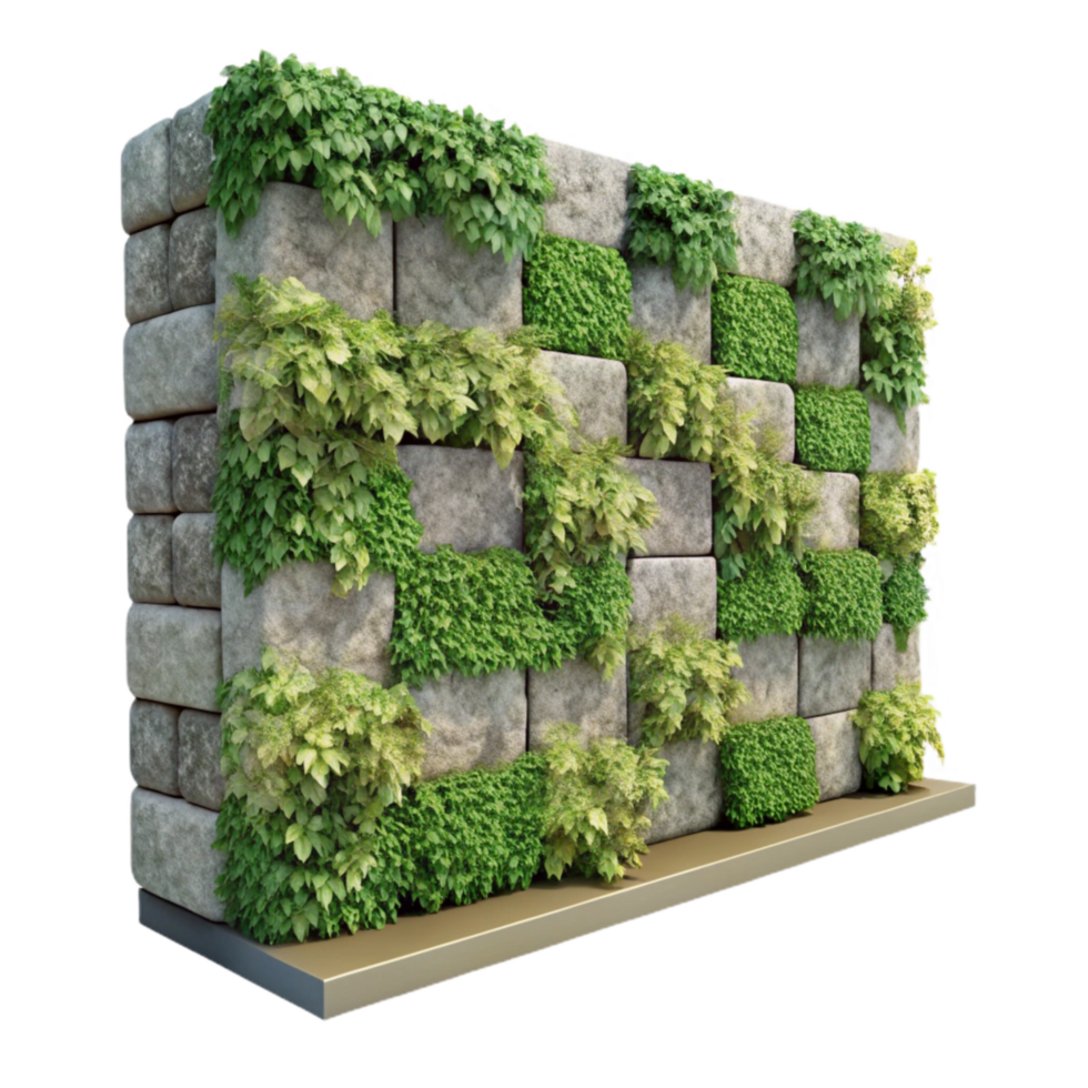 serene artistic Vertical Garden Wall Texture Isolated authentic png