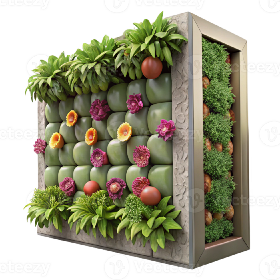 stunning traditional Vertical Garden with Edible Flowers Isolated Culinary Setting original png