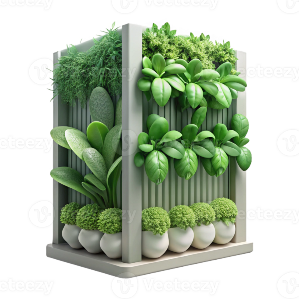 elegant traditional Vertical Garden with Leafy Greens Transparent Background original png