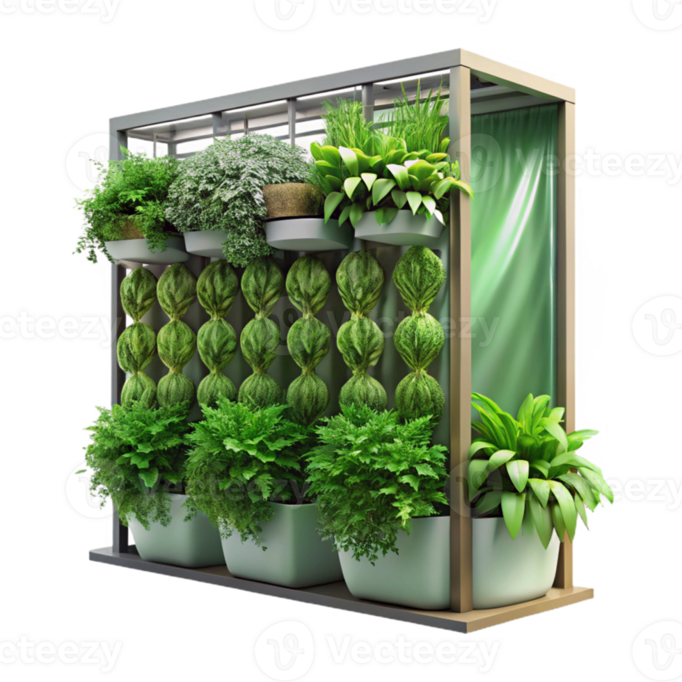 elegant traditional Vertical Garden with Leafy Greens Transparent Background exclusive png
