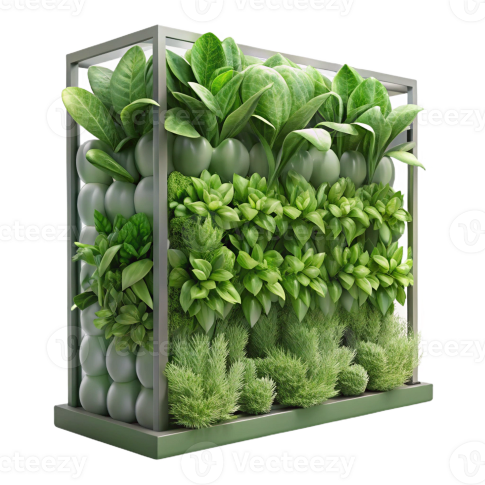 magnificent abstract Vertical Garden with Leafy Greens Transparent Background premium png
