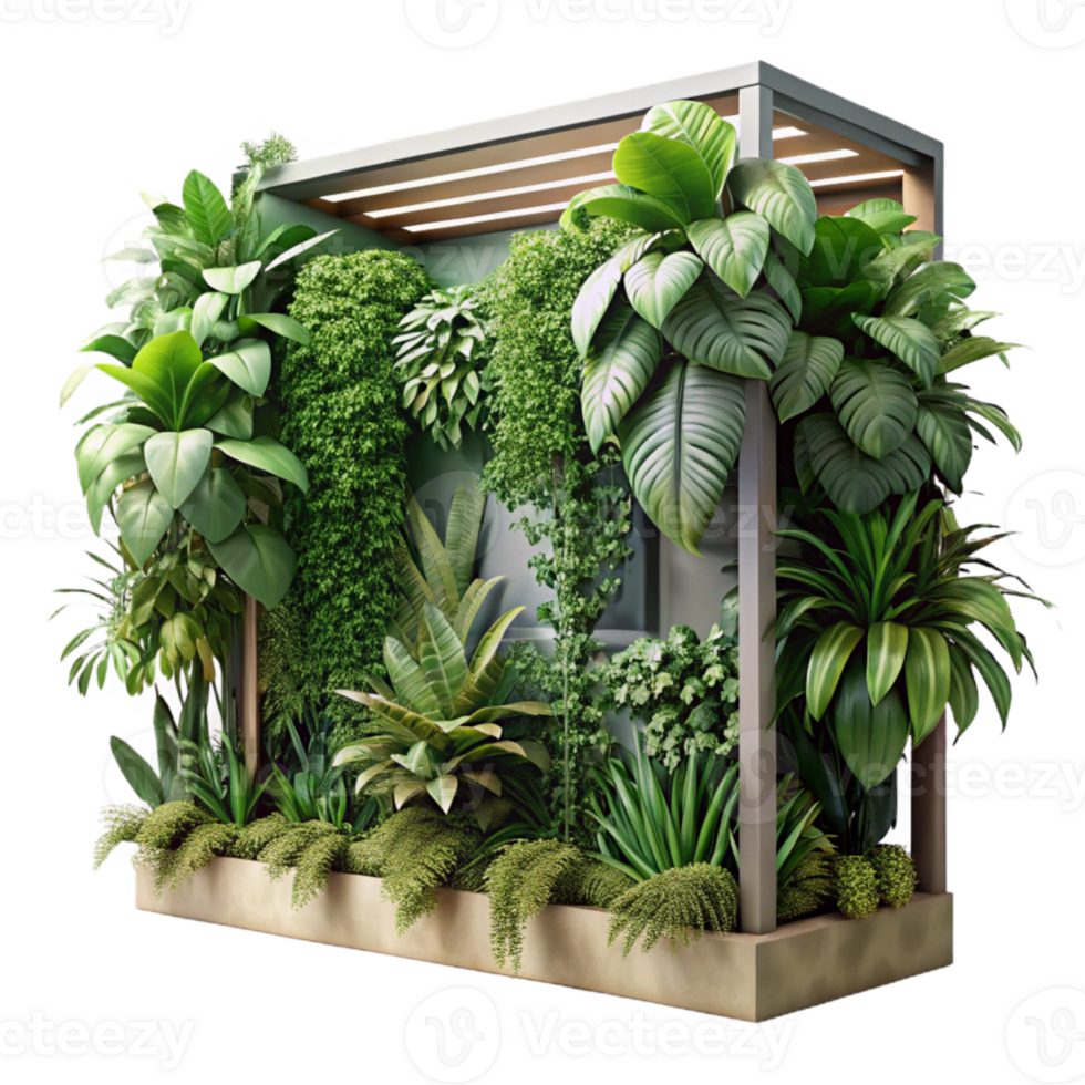 elegant vintage Vertical Garden with Tropical Plants Isolated Lush Greenery high quality png