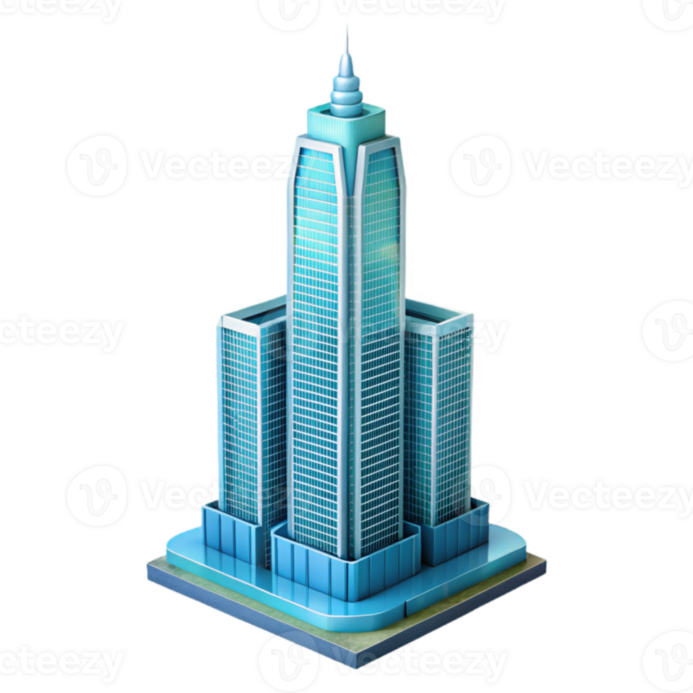 magnificent abstract Vertical Ocean City Skyscraper Isolated Transparent Background premium png