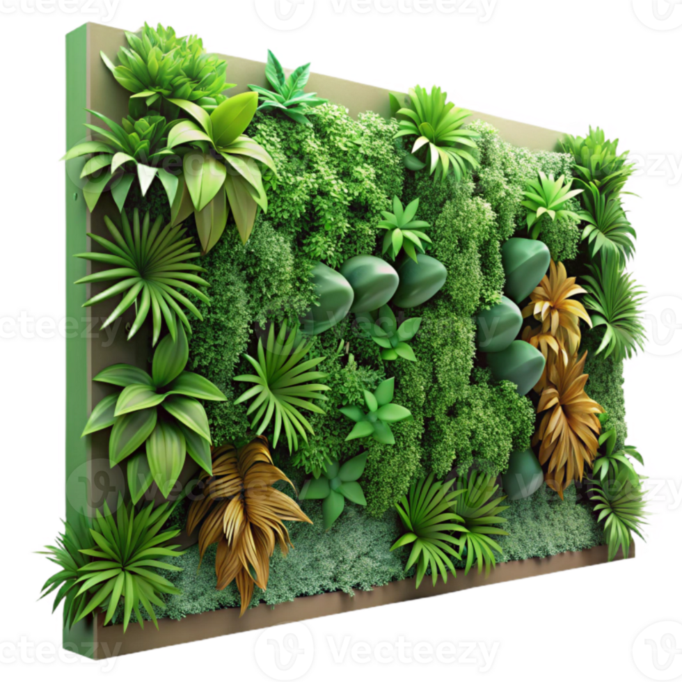 stunning rustic Vertical Green Wall Isolated Vibrant Plant Life detailed png