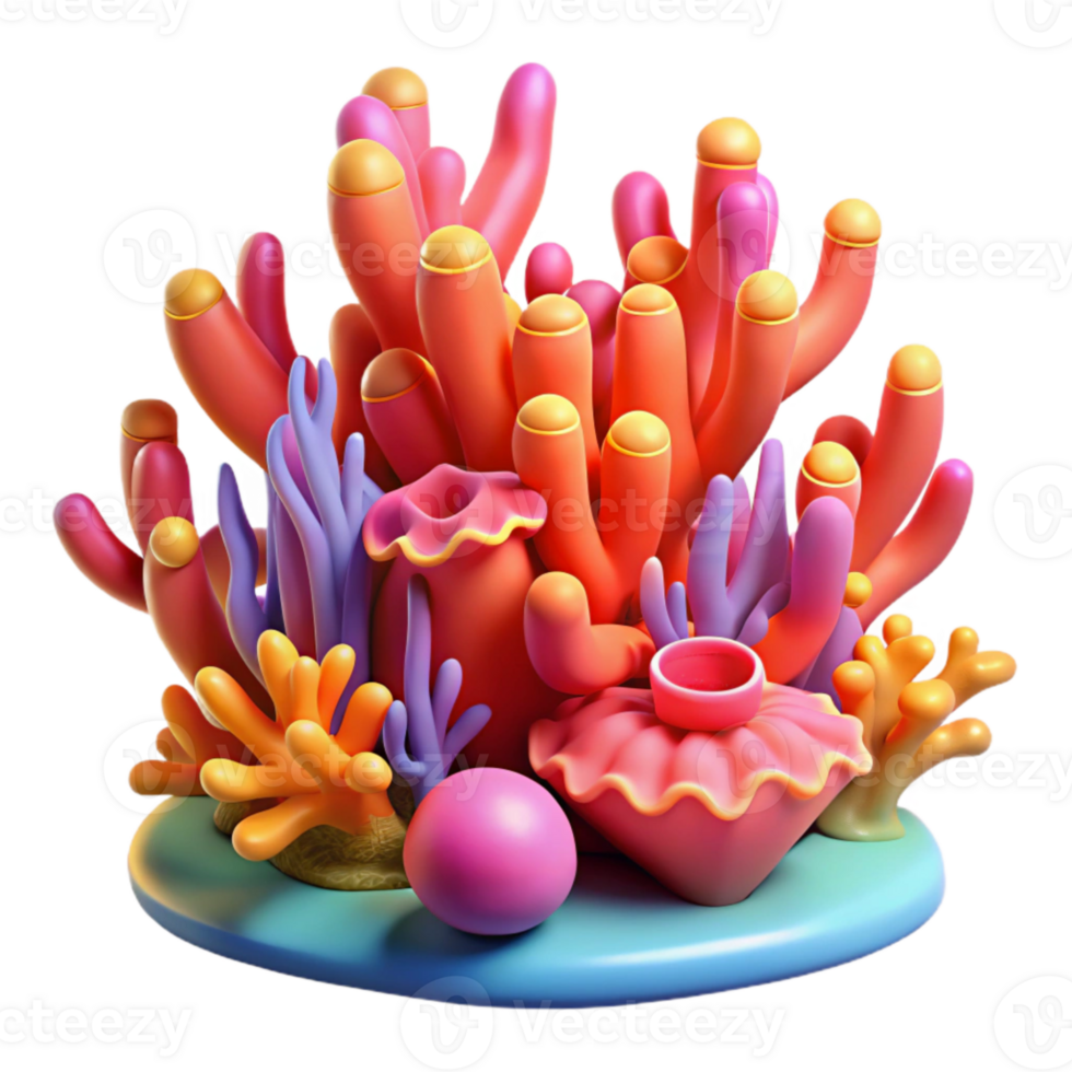 vibrant rustic Vibrant Coral Reef Isolated Element Bright Colors original png