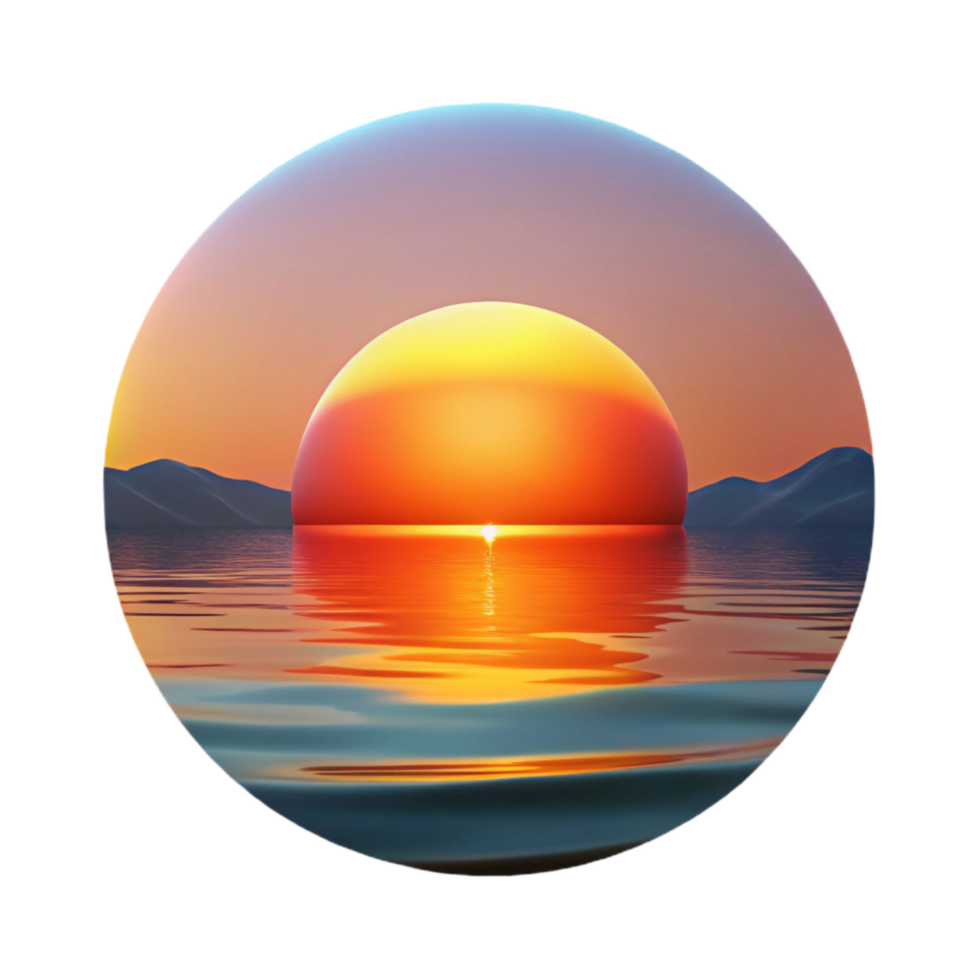 serene traditional Vibrant Sunset Over Calm Lake Transparent Background original png