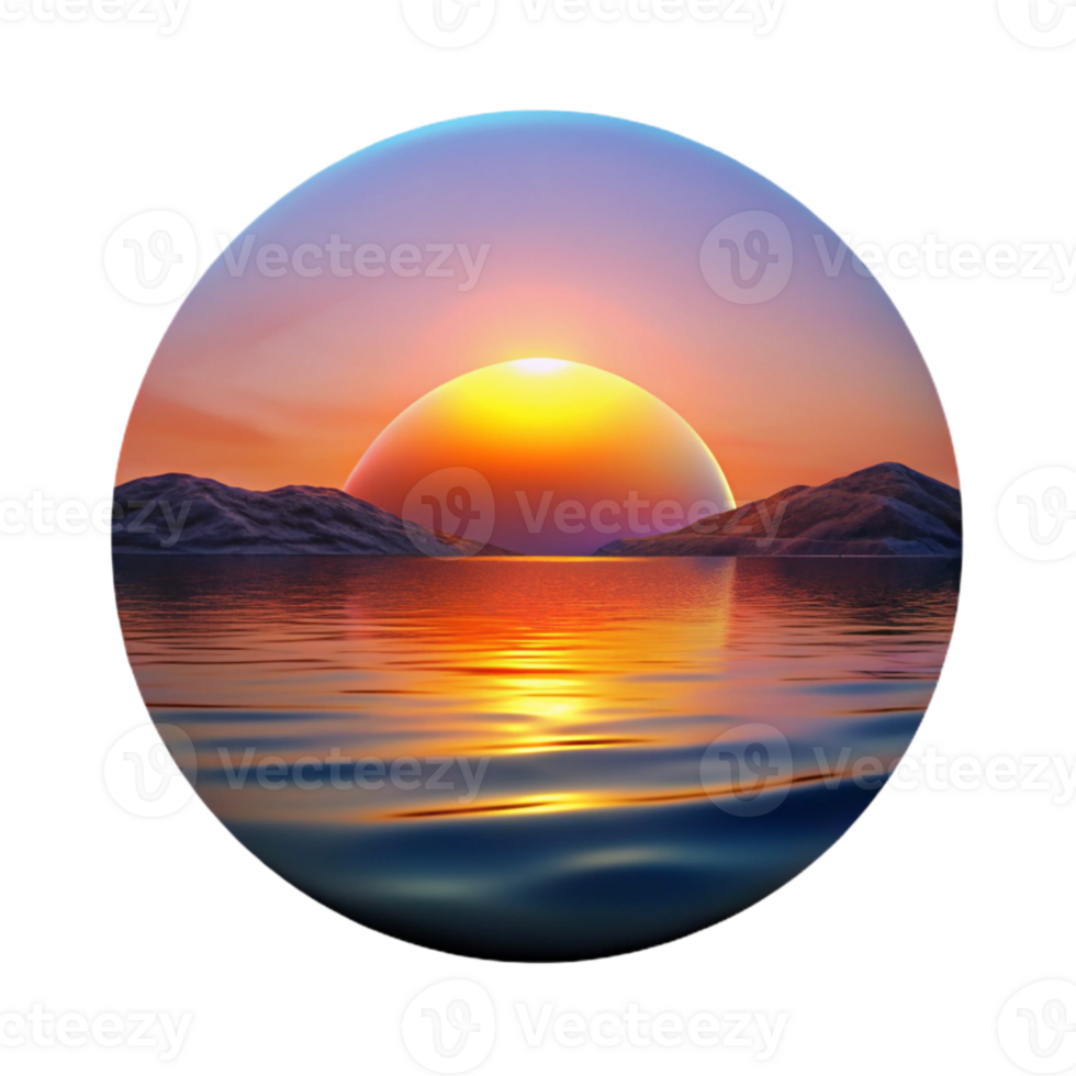 dramatic abstract Vibrant Sunset Over Calm Lake Transparent Background genuine png