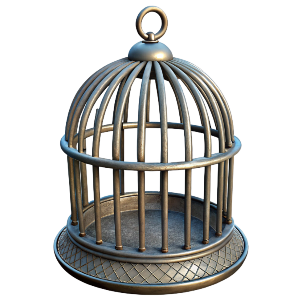 impressive creative Vintage Birdcage Transparent Background with Metal Bars exclusive png