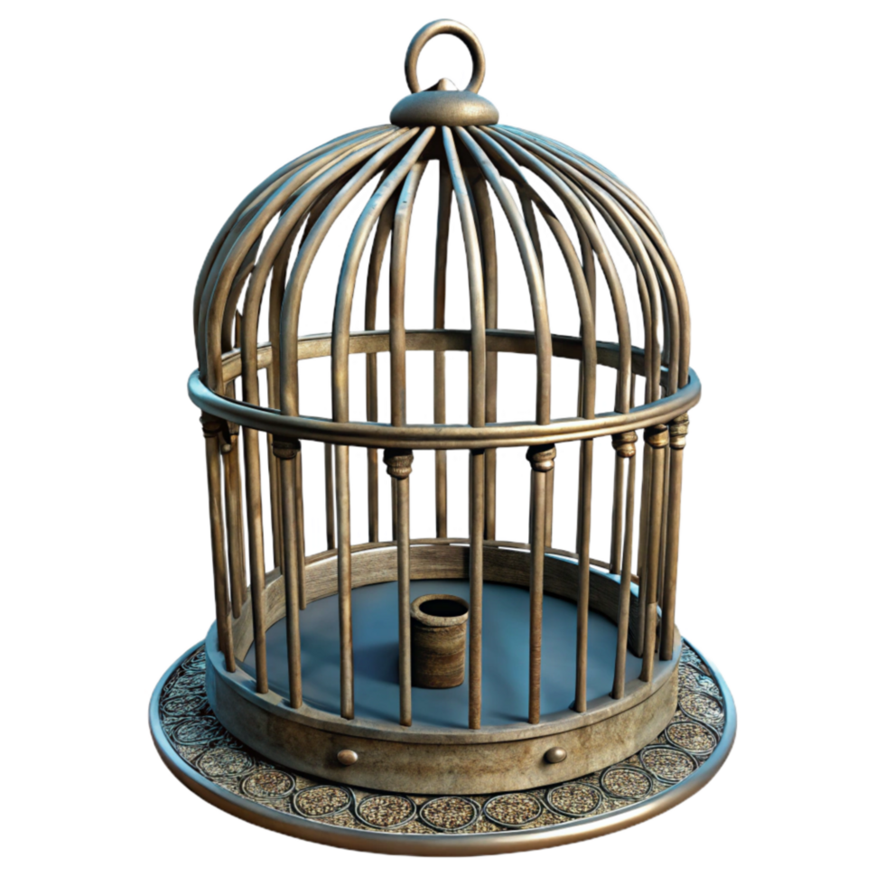 magnificent traditional Vintage Birdcage Transparent Background with Metal Bars exclusive png