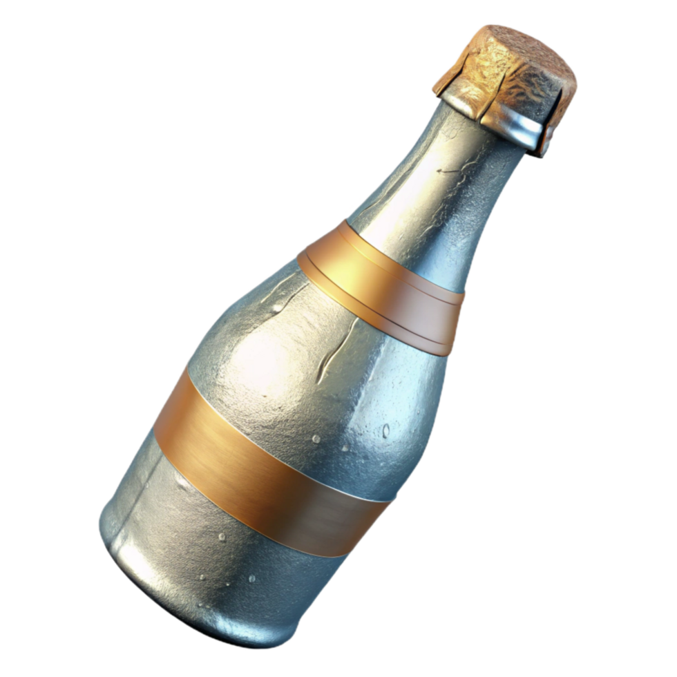 serene vintage Vintage Champagne Bottle Foil Wrapped Isolated detailed png