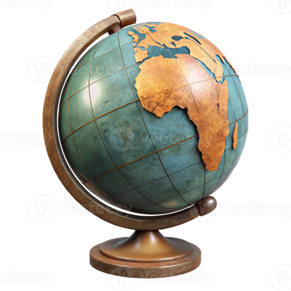 dramatic contemporary Vintage Globe Showing Language Families Cutout detailed png